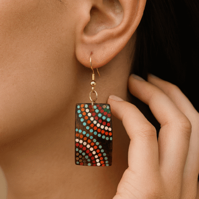 RT120001 Rectangular earrings with twinkle dots