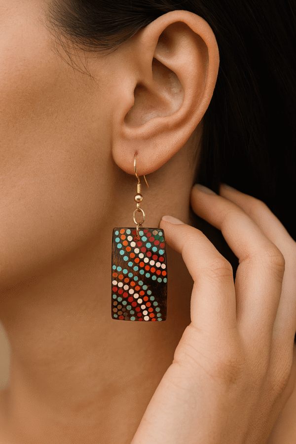 RT120001 Rectangular earrings with twinkle dots